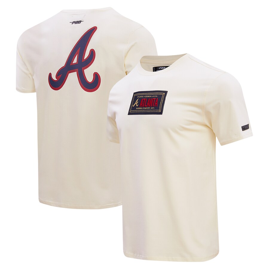 Men's Atlanta Braves Pro Standard Cream Club Member Badge T-Shirt - Puhuasuan