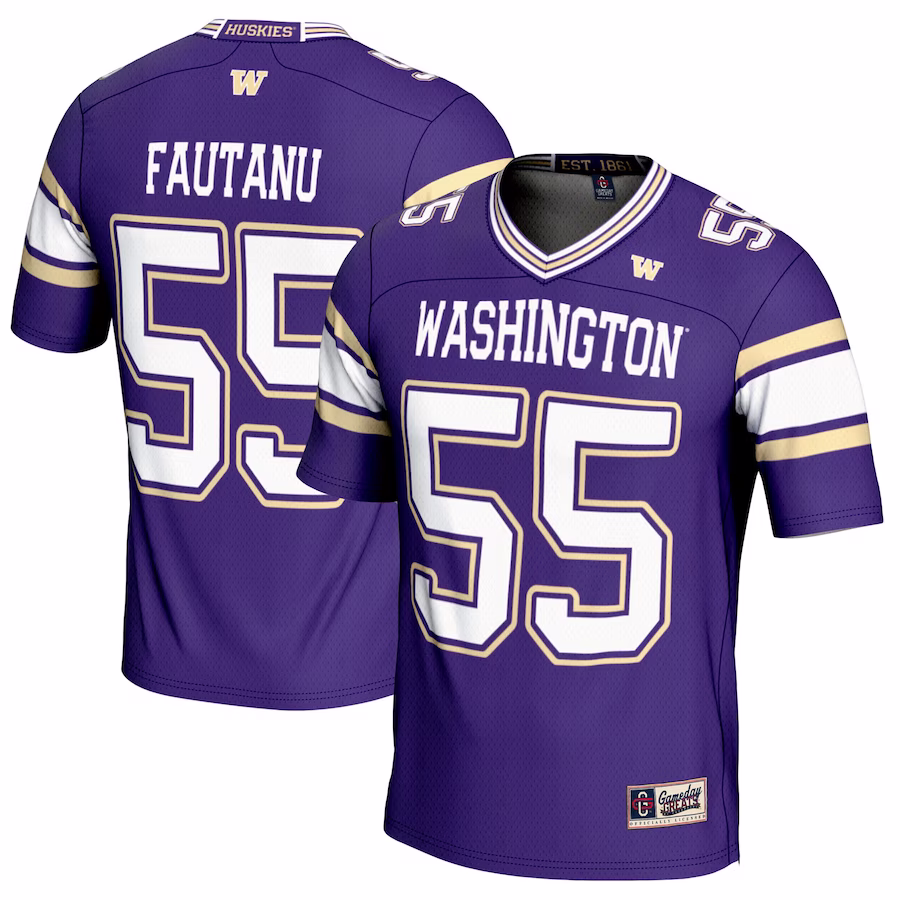 Troy Fautanu Washington Huskies GameDay Greats NIL Player Football Jersey - Purple - Puhuasuan