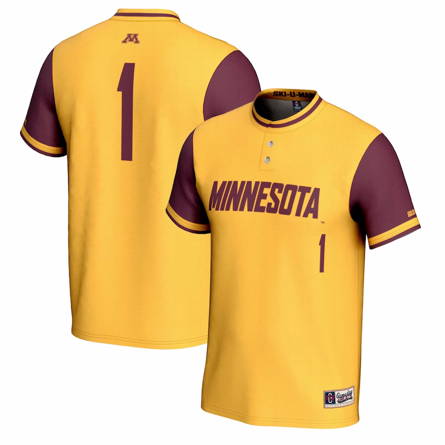 #1 Minnesota Golden Gophers GameDay Greats Unisex Lightweight Softball Jersey - Gold - Puhuasuan