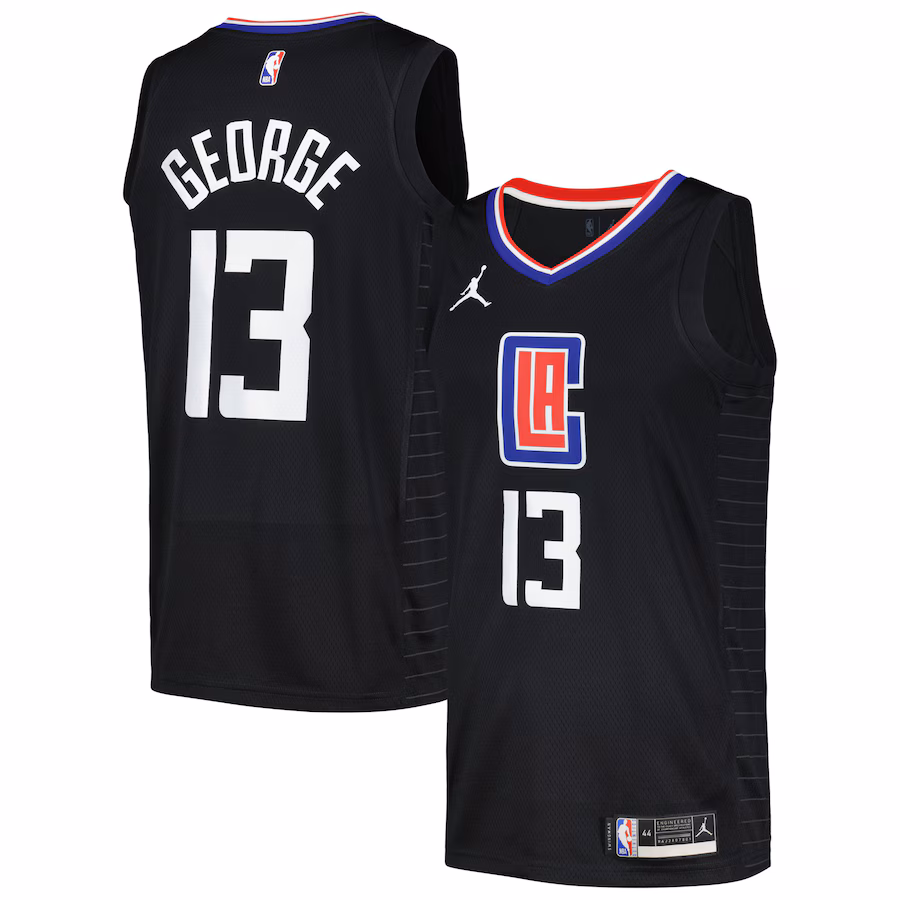Men's LA Clippers Paul George Jordan Brand Black Swingman Player Jersey - Statement Edition - Puhuasuan