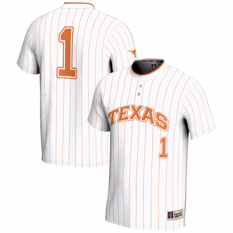 Unisex GameDay Greats #1 White Texas Longhorns Lightweight Softball Jersey - Puhuasuan