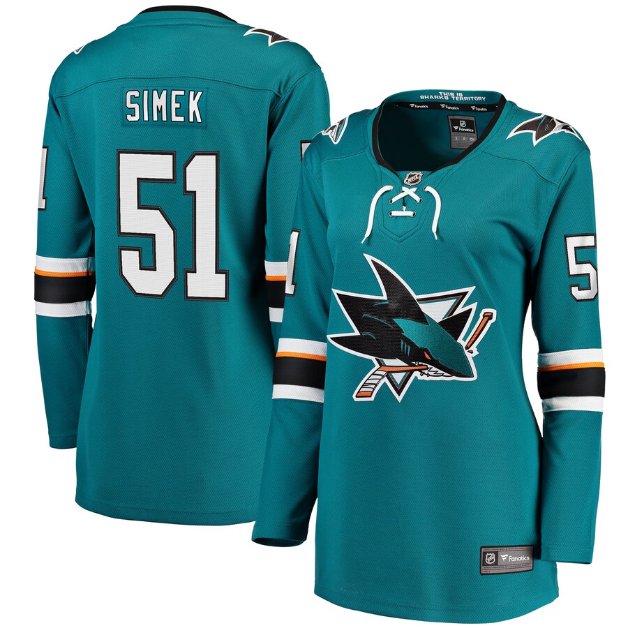 Women's San Jose Sharks Radim Simek Fanatics Branded Teal Home Breakaway Player Jersey - Puhuasuan