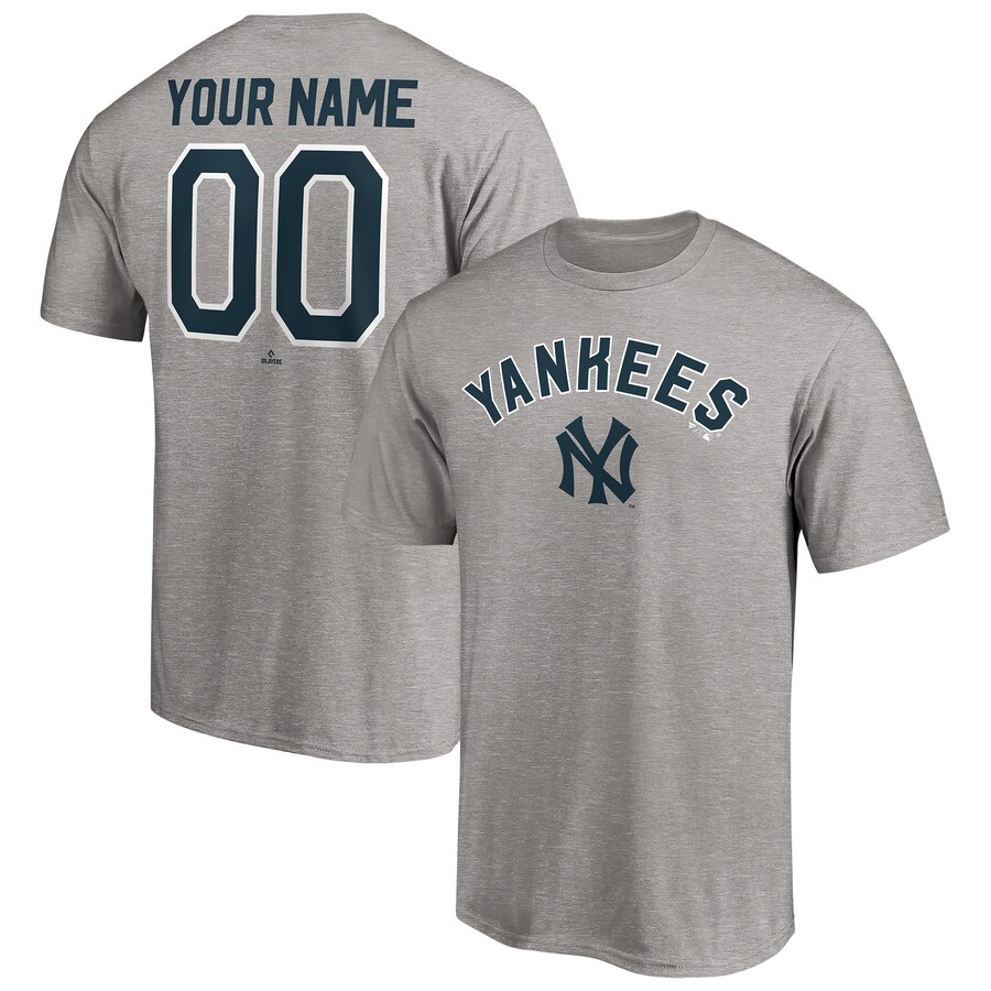 Men's New York Yankees Heathered Gray Cooperstown Winning Streak Alternate Personalized Name & Number T-Shirt - Puhuasuan