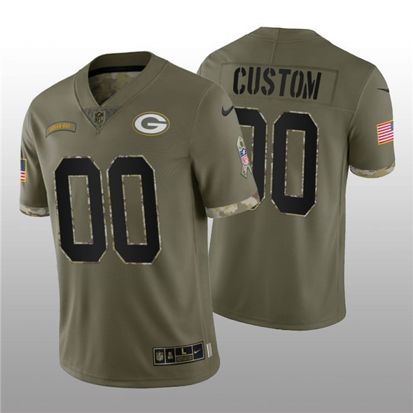 Men's Green Bay Packers ACTIVE PLAYER Custom 2022 Olive Salute To Service Limited Stitched Jersey - Puhuasuan