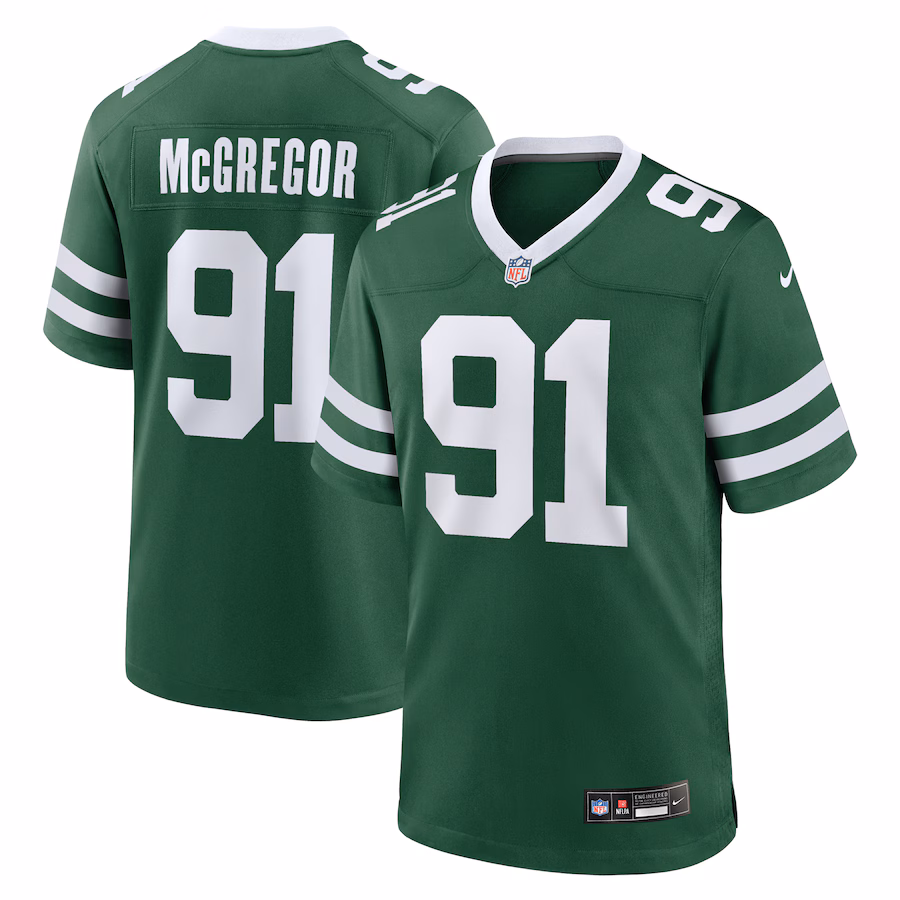Men's New York Jets Braiden McGregor Nike Legacy Green Team Game Jersey - Puhuasuan
