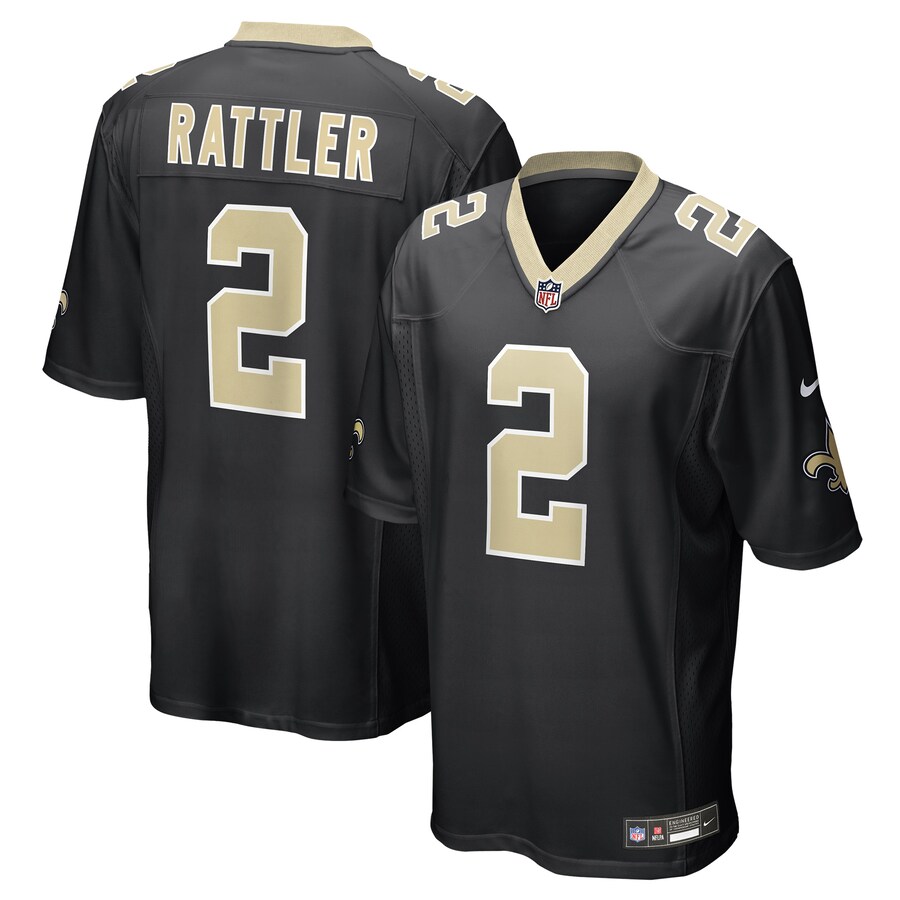 Men's New Orleans Saints Spencer Rattler Nike Black Team Game Jersey - Puhuasuan