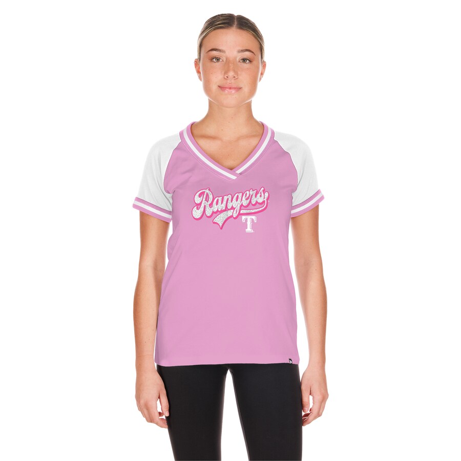 Women's Texas Rangers New Era Light Pink Gameday V-Neck T-Shirt - Puhuasuan