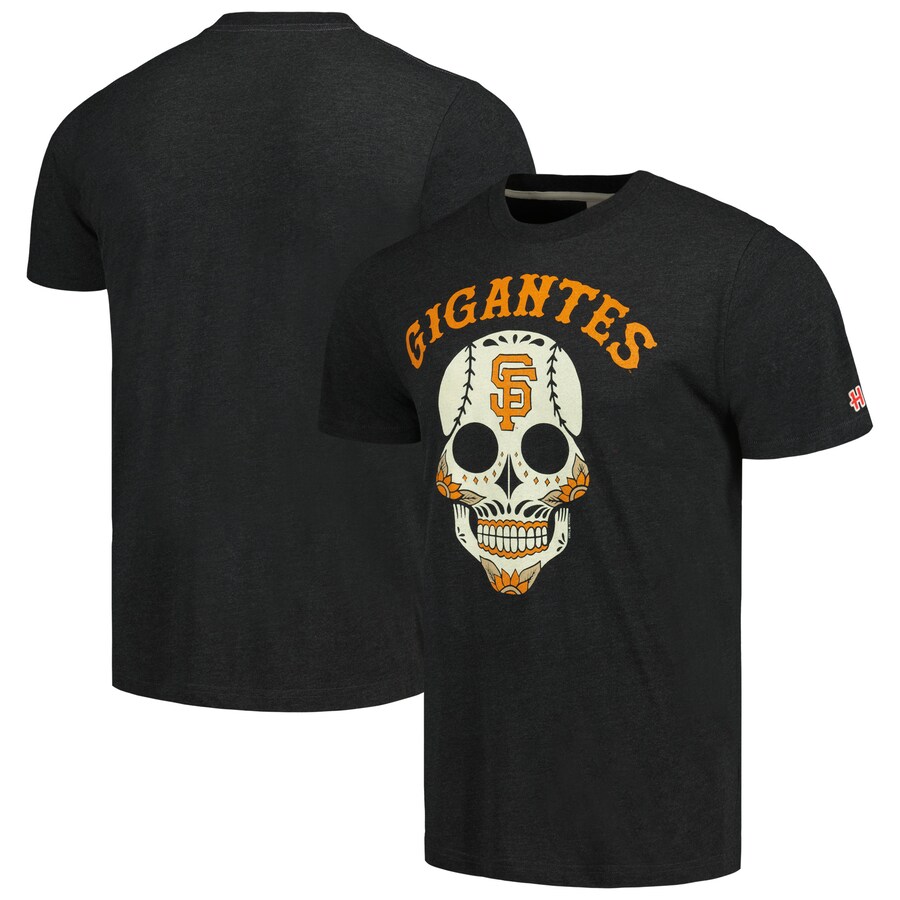Men's San Francisco Giants Homage Charcoal Gigantes Hyper Local Tri-Blend T-Shirt - Puhuasuan