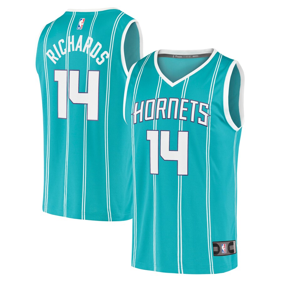 Men's Charlotte Hornets Nick Richards Fanatics Teal Fast Break Replica Jersey - Icon Edition - Puhuasuan