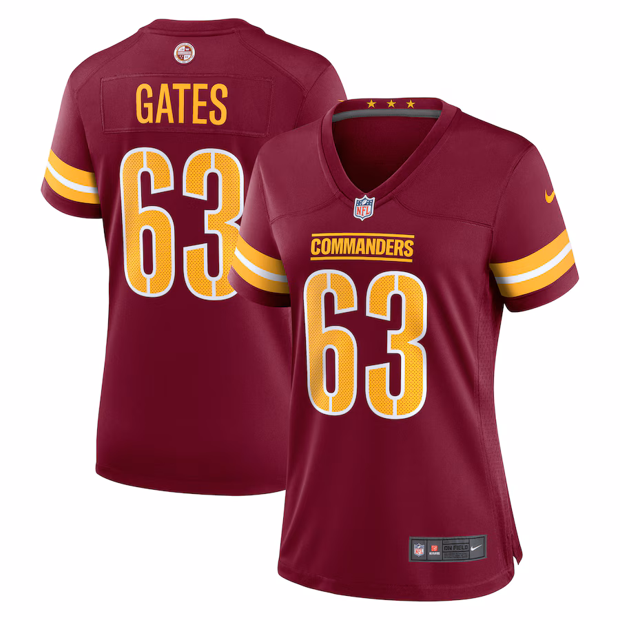 Women's Washington Commanders Nick Gates Nike Burgundy Game Player Jersey - Puhuasuan