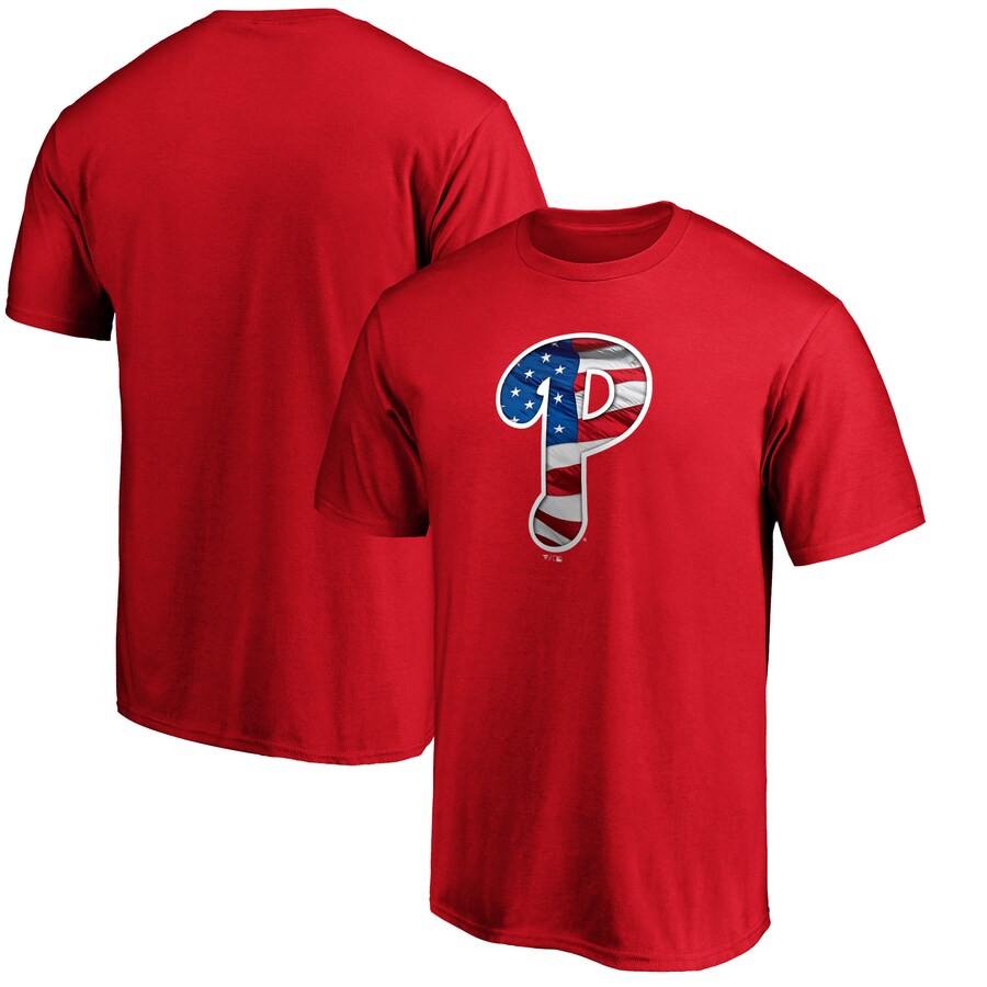 Men's Philadelphia Phillies Red Banner Wave T-Shirt - Puhuasuan