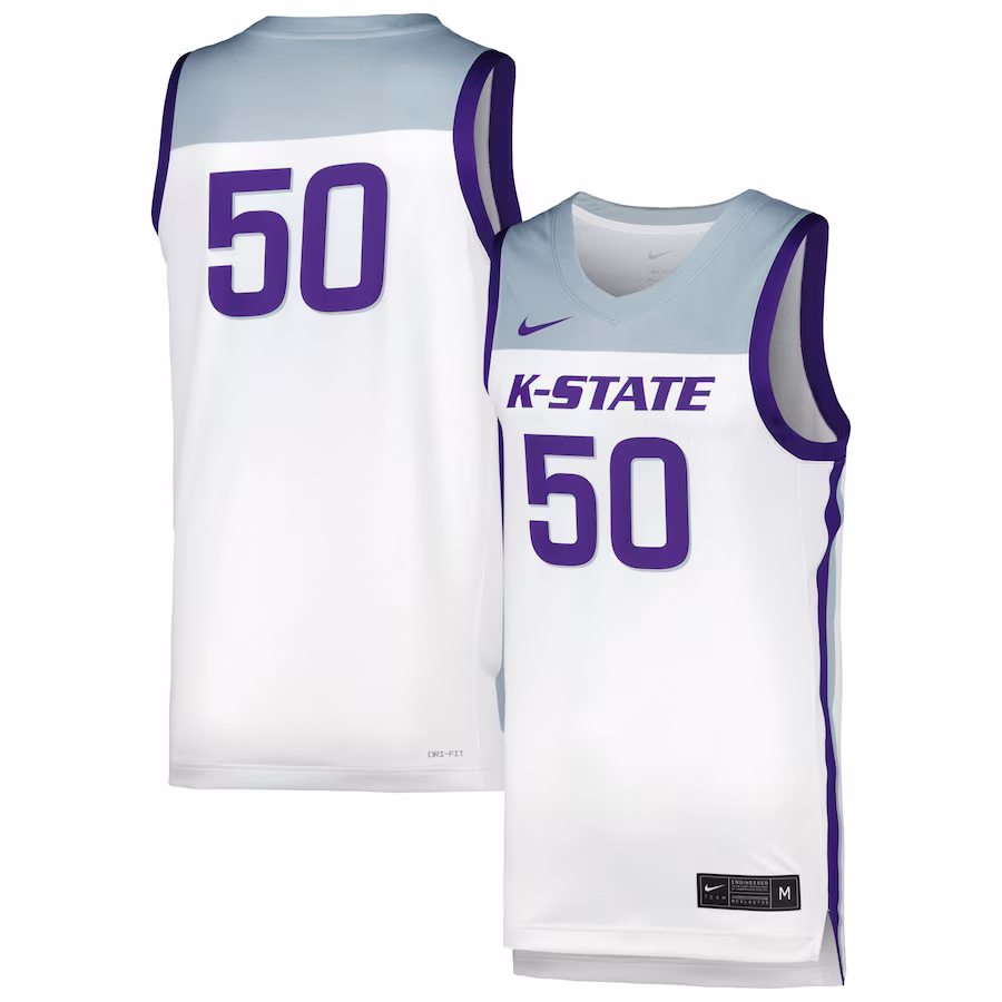 Kansas State Wildcats Nike Unisex Replica Basketball Jersey - White - Puhuasuan