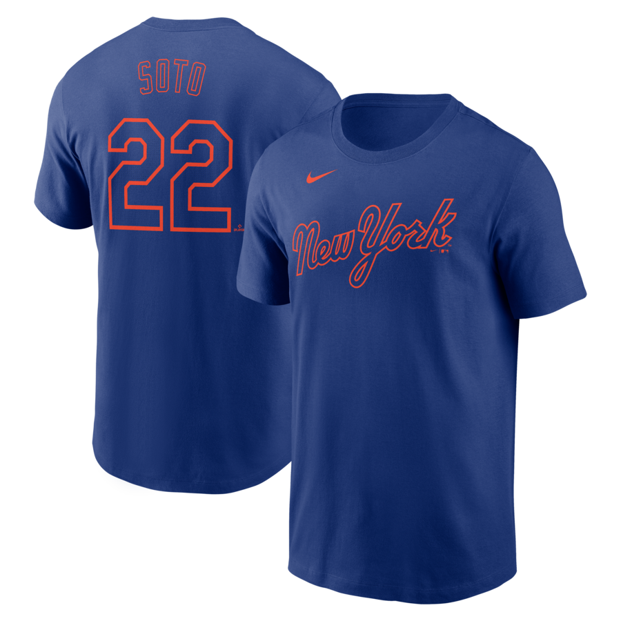 Men's New York Mets Juan Soto Nike Royal Fuse Name & Number T-Shirt - Puhuasuan