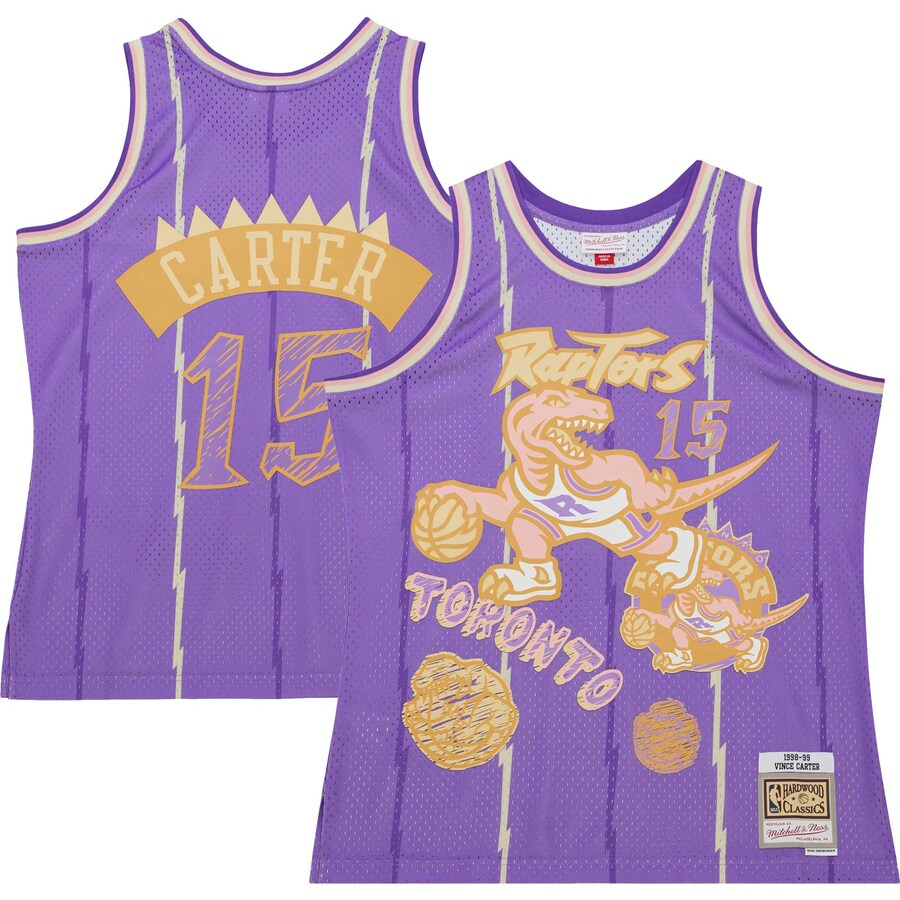 Men's Toronto Raptors Vince Carter Mitchell & Ness Purple 1998/99 Swingman Sidewalk Sketch Jersey - Puhuasuan