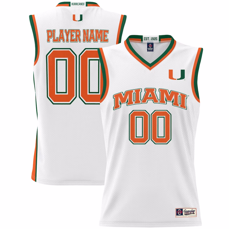 Miami Hurricanes GameDay Greats Unisex NIL Pick-A-Player Lightweight Women's Basketball Jersey - White - Puhuasuan