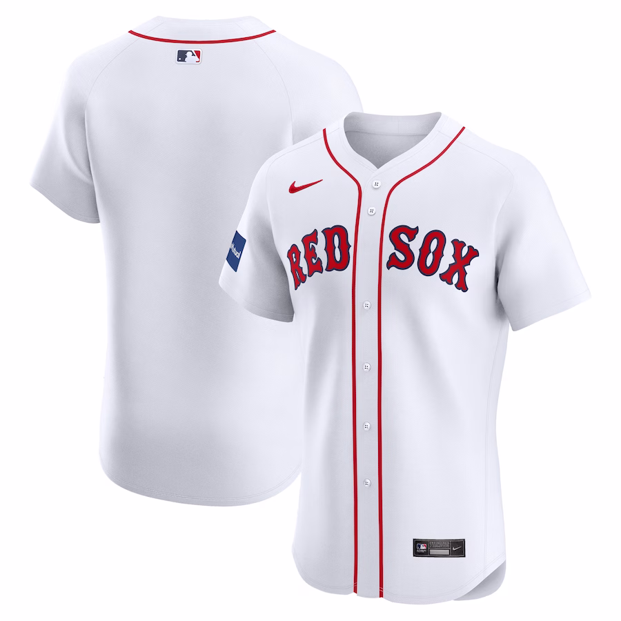 Men's Boston Red Sox Nike White Home Elite Patch Jersey - Puhuasuan