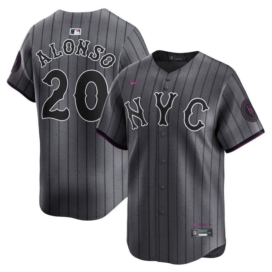 Men's New York Mets Pete Alonso Nike Graphite 2024 City Connect Limited Player Jersey - Puhuasuan