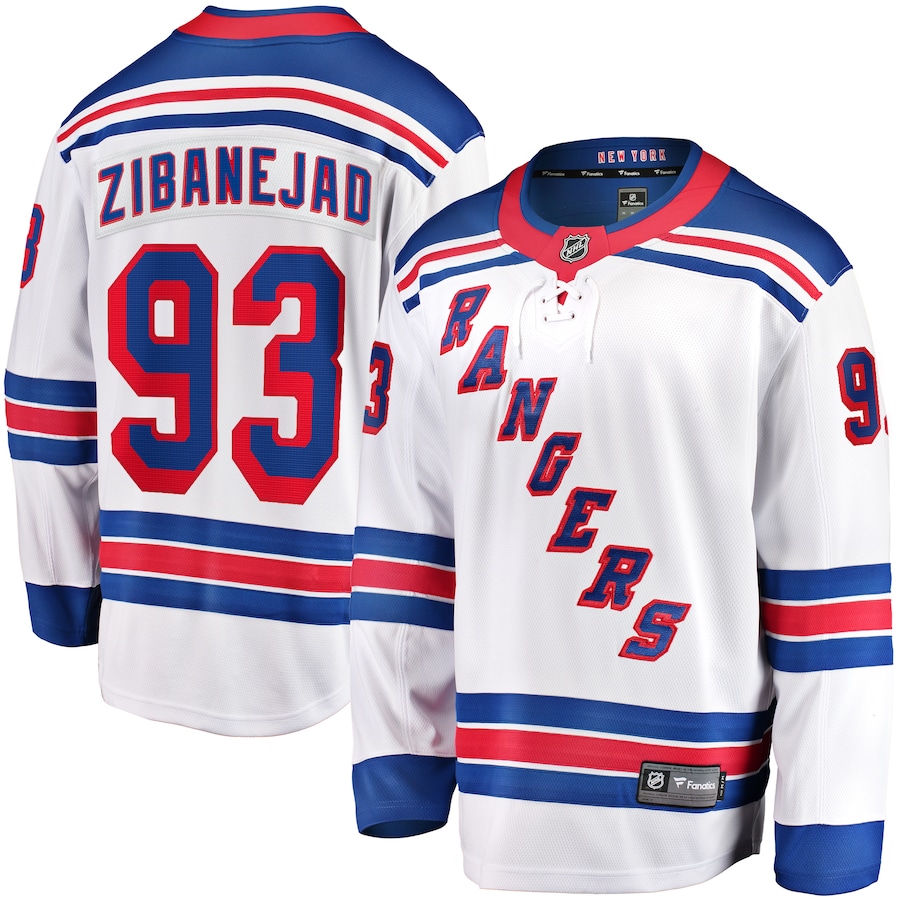 Men's New York Rangers Mika Zibanejad Fanatics White Away Premier Breakaway Player Jersey - Puhuasuan