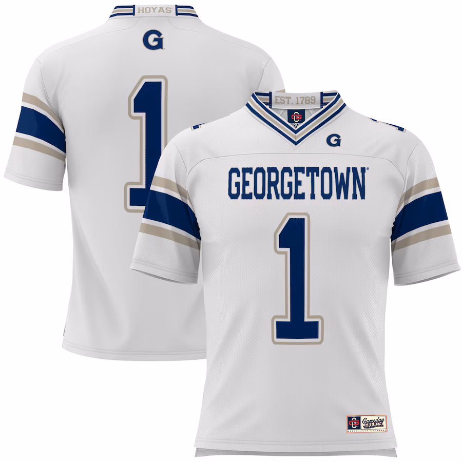 Youth GameDay Greats #1 White Georgetown Hoyas Football Jersey - Puhuasuan