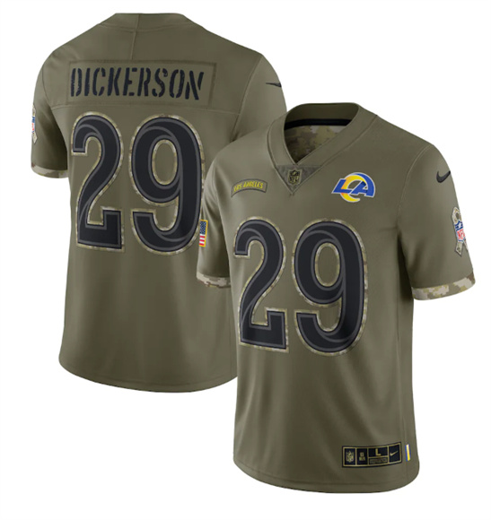Men's Los Angeles Rams #29 Eric Dickerson 2022 Olive Salute To Service Limited Stitched Jersey - Puhuasuan