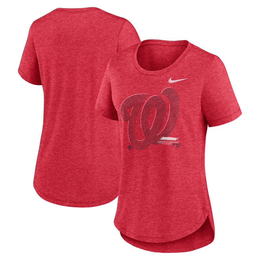 Women's Washington Nationals Nike Heather Red Touch Tri-Blend T-Shirt - Puhuasuan