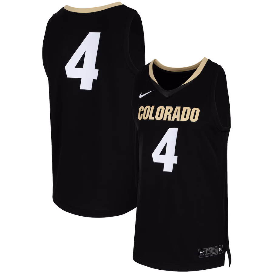 Men's Nike #4 Black Colorado Buffaloes Team Replica Basketball Jersey - Puhuasuan