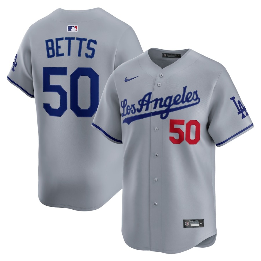 Men's Los Angeles Dodgers Mookie Betts Nike Gray Road Elite Player Jersey - Puhuasuan
