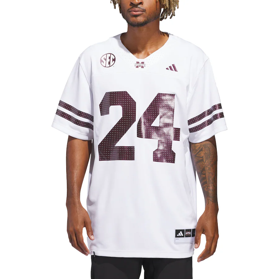Men's adidas White Mississippi State Bulldogs White Out Jersey - Puhuasuan