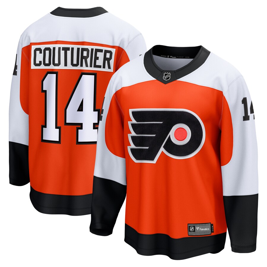Men's Philadelphia Flyers Sean Couturier Fanatics Branded Orange Home Breakaway Jersey - Puhuasuan