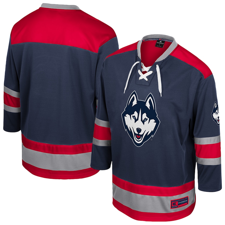 Men's Colosseum  Navy UConn Huskies Athletic Machine Fashion Hockey Jersey - Puhuasuan