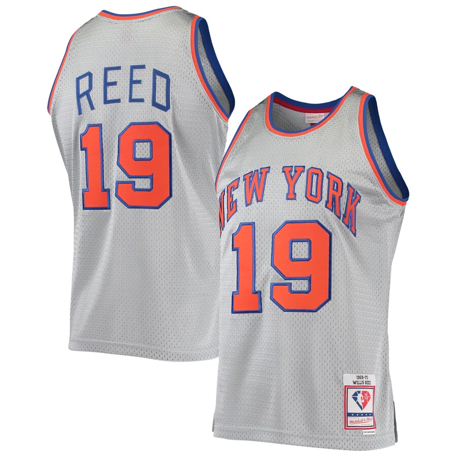 Men's New York Knicks Willis Reed Silver Mitchell & Ness 75th Anniversary 1969/70 Hardwood Classics Swingman Jersey - Puhuasuan