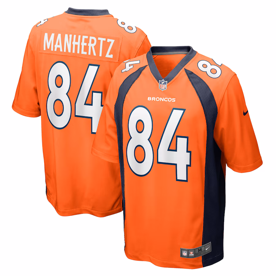 Men's Denver Broncos Chris Manhertz Nike Orange Game Player Jersey - Puhuasuan