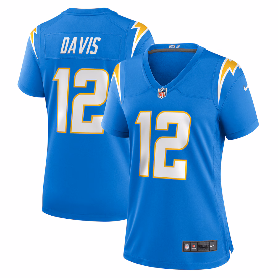 Women's Los Angeles Chargers Derius Davis Nike Powder Blue Team Game Jersey - Puhuasuan