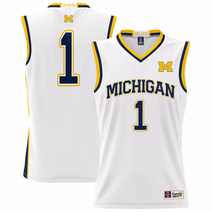 Youth GameDay Greats #1 White Michigan Wolverines Lightweight Basketball Jersey - Puhuasuan