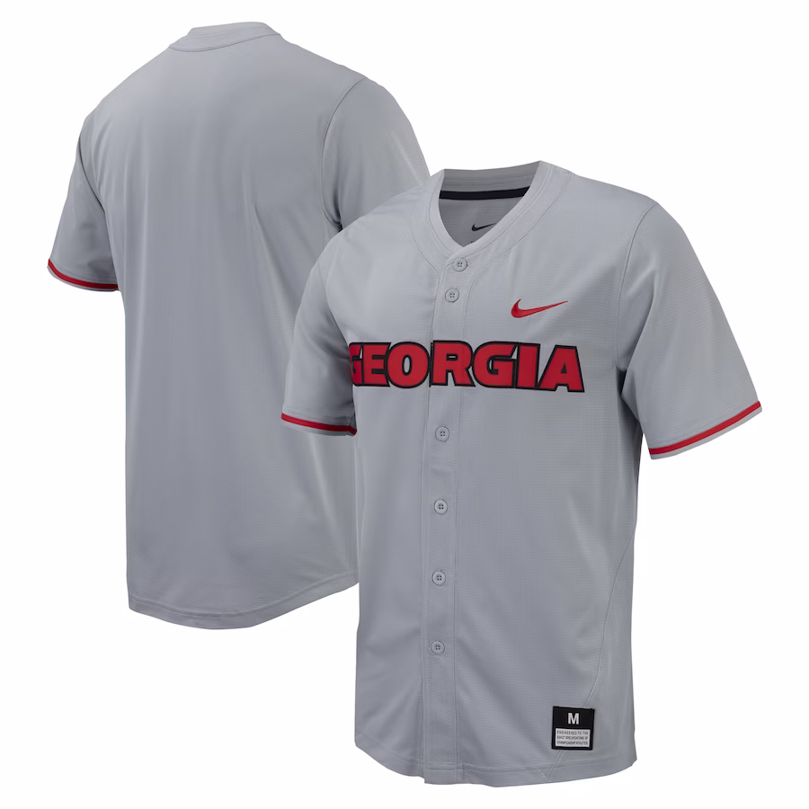 Georgia Bulldogs Nike Replica Full-Button Baseball Jersey - Gray - Puhuasuan