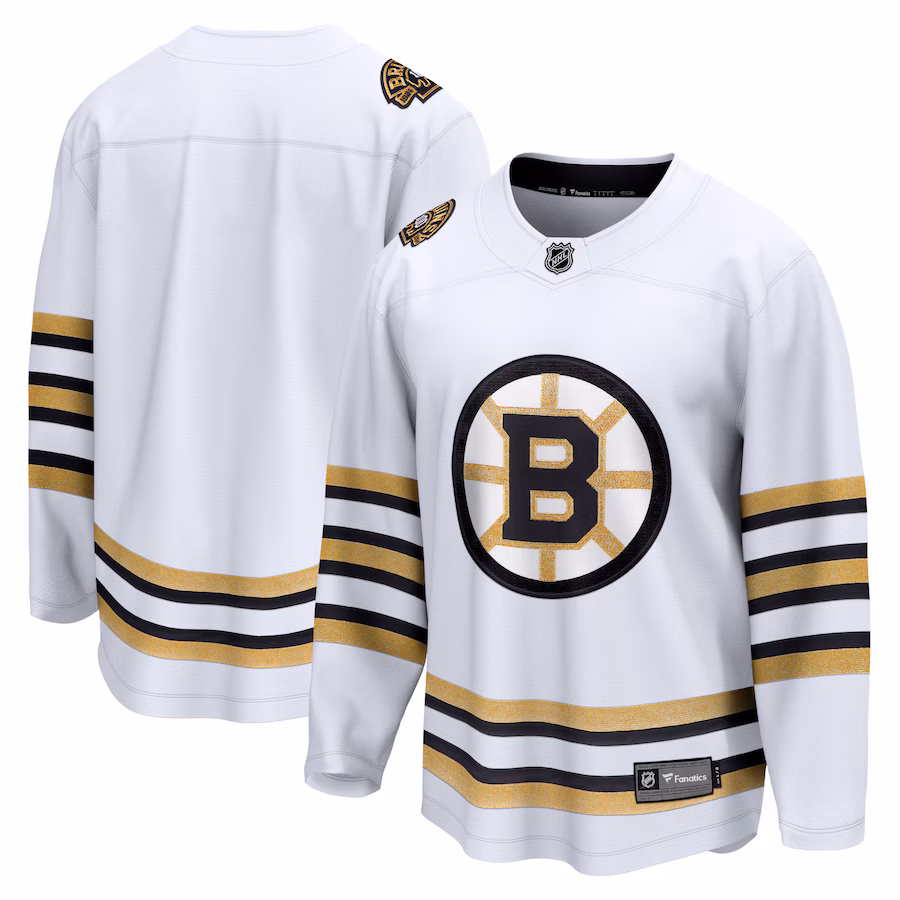 Men's Boston Bruins Fanatics White 100th Anniversary Premier Breakaway Jersey - Puhuasuan