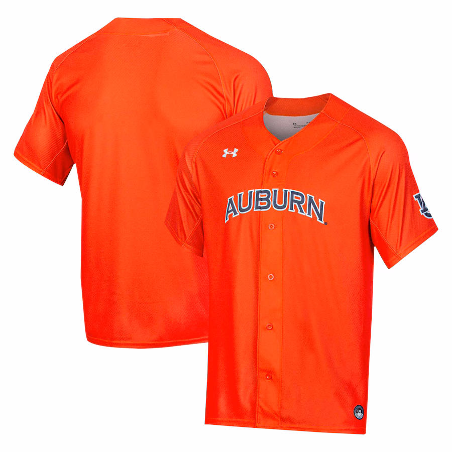 Auburn Tigers Under Armour Replica Full-Button Baseball Jersey - Orange - Puhuasuan