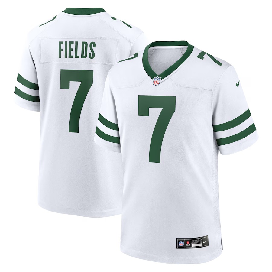 Men's New York Jets Justin Fields Nike Legacy White Game Jersey - Puhuasuan
