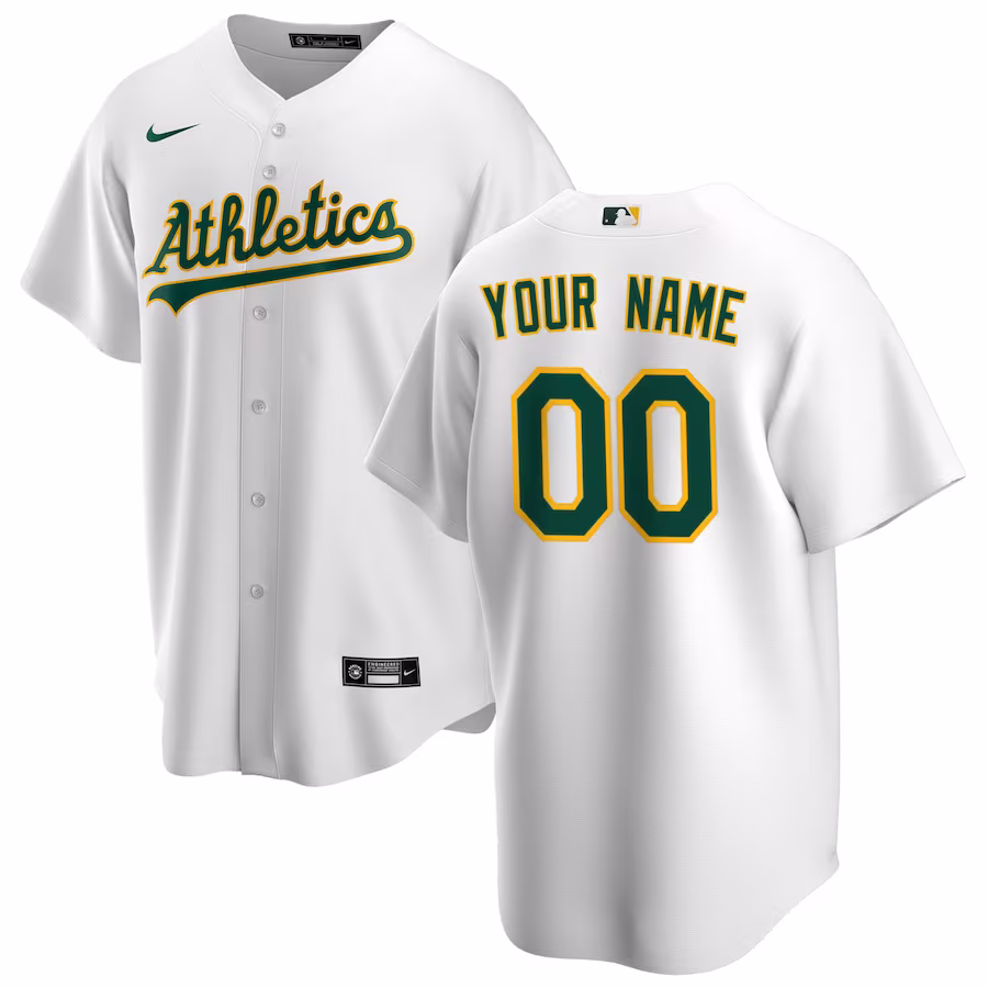Youth Oakland Athletics Nike White Home Replica Custom Jersey - Puhuasuan