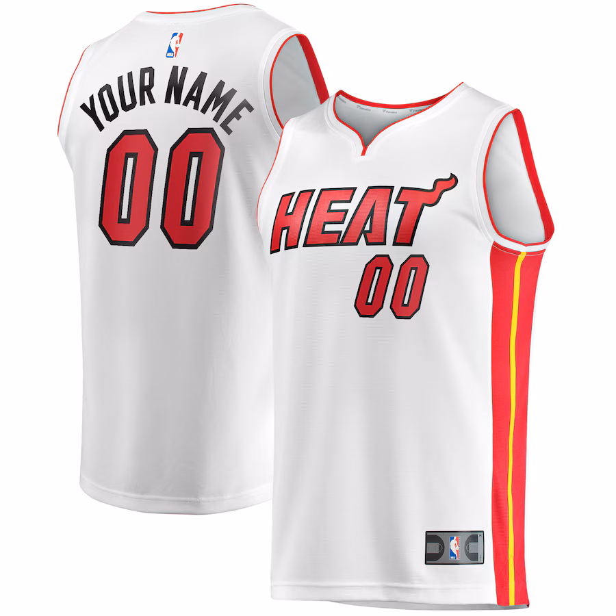 Men's Miami Heat Fanatics White Fast Break Custom Replica Jersey - Association Edition - Puhuasuan