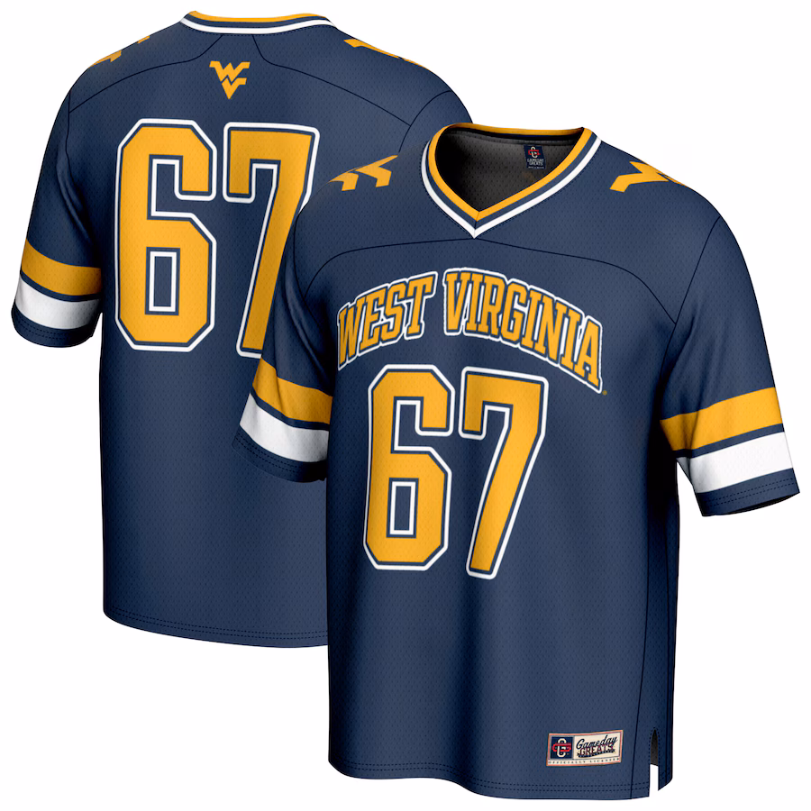Youth GameDay Greats #67 Navy West Virginia Mountaineers Lightweight Collegiate Football Fashion Jersey - Puhuasuan