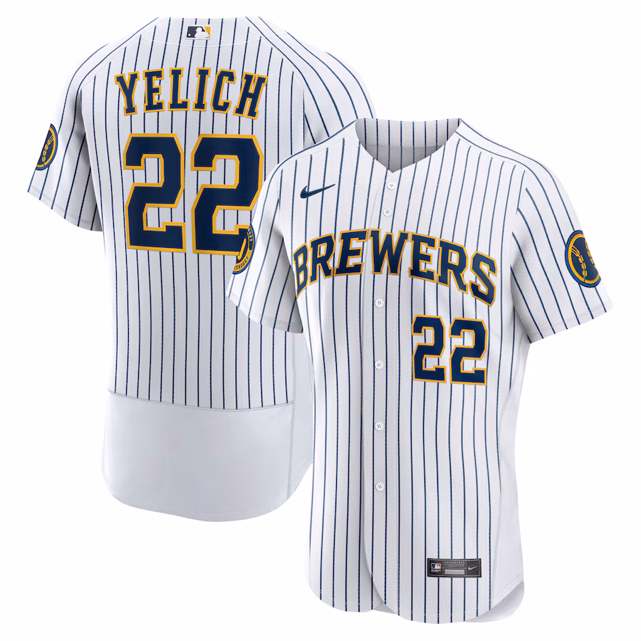 Men's Milwaukee Brewers Christian Yelich Nike White Alternate Authentic Player Jersey - Puhuasuan