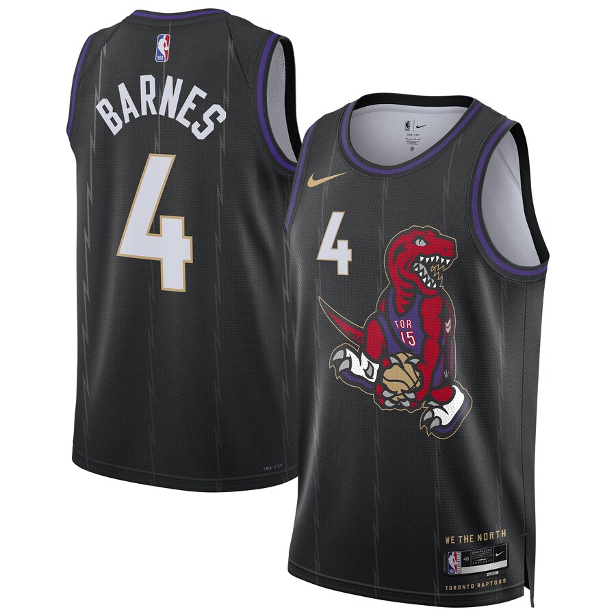 Unisex Toronto Raptors Scottie Barnes Nike Black 2024/25 Swingman Player Jersey - City Edition - Puhuasuan