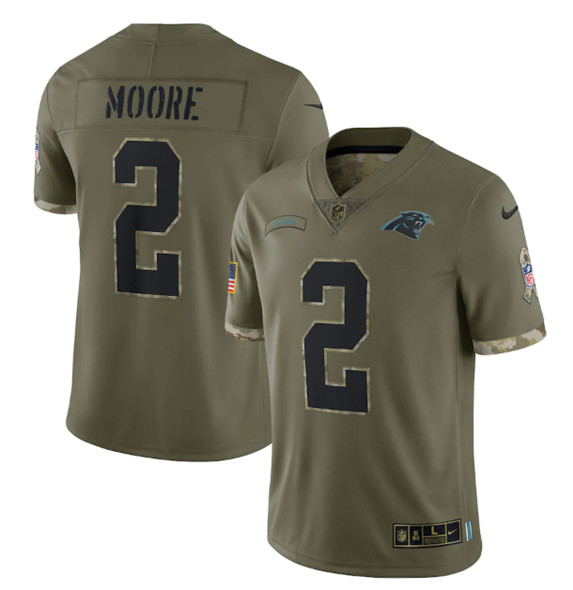 Men's Carolina Panthers #2 D. Moore 2022 Olive Salute To Service Limited Stitched Jersey - Puhuasuan