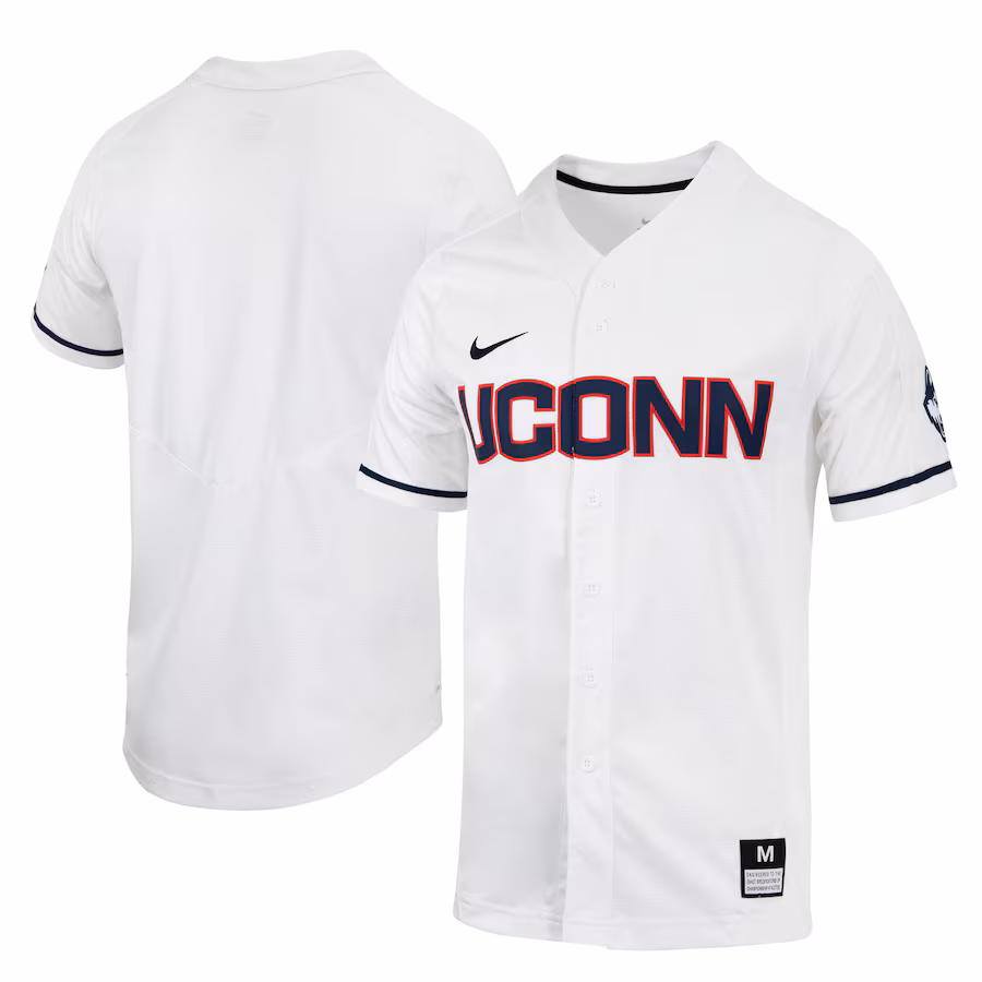 Men's Nike White UConn Huskies Replica Full-Button Baseball Jersey - Puhuasuan