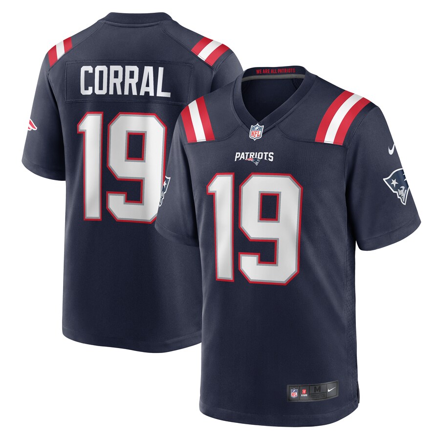 Men's New England Patriots Matt Corral Nike  Navy Team Game Jersey - Puhuasuan