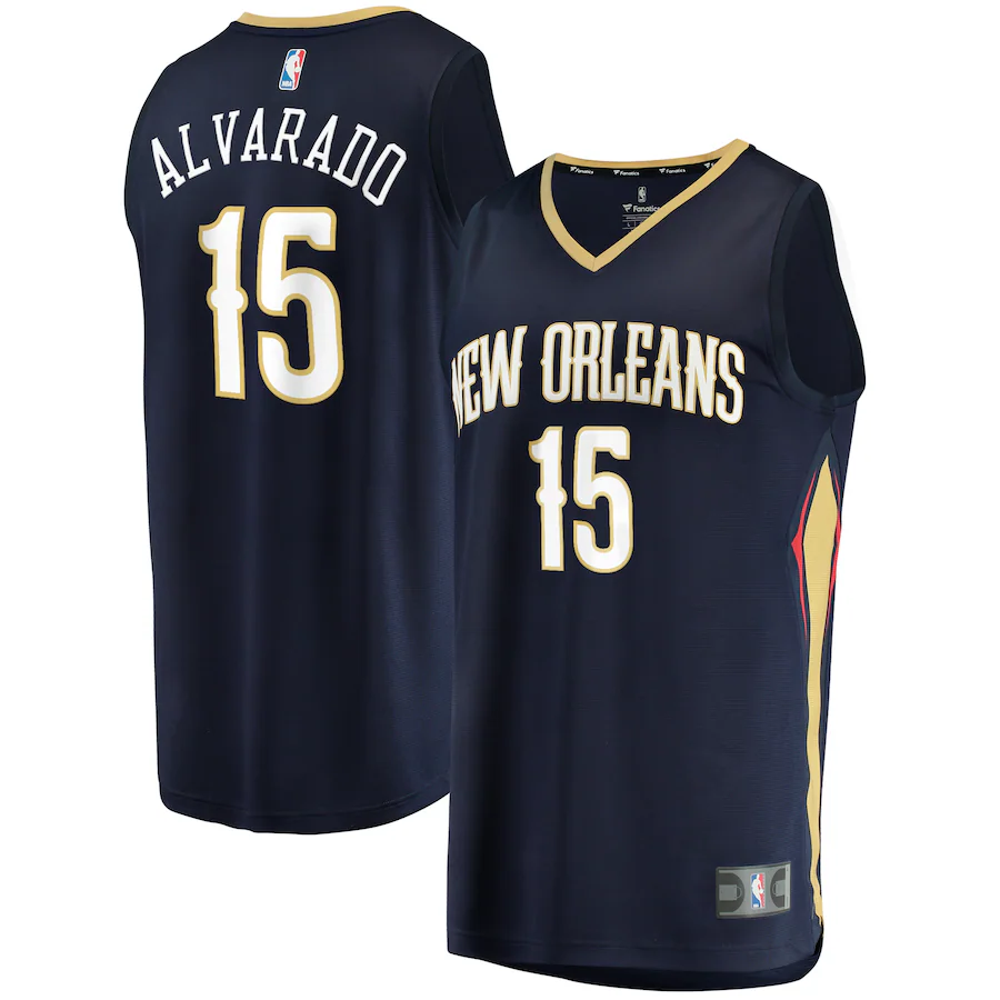 Men's New Orleans Pelicans Jose Alvarado Fanatics Navy Fast Break Replica Jersey - Icon Edition - Puhuasuan