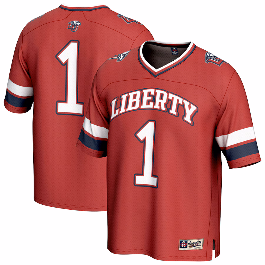 Youth GameDay Greats #1 Red Liberty Flames Lightweight Collegiate Football Fashion Jersey - Puhuasuan