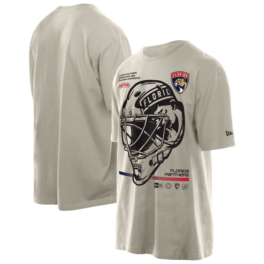 Men's Florida Panthers New Era Cream Goalie Mask T-Shirt - Puhuasuan