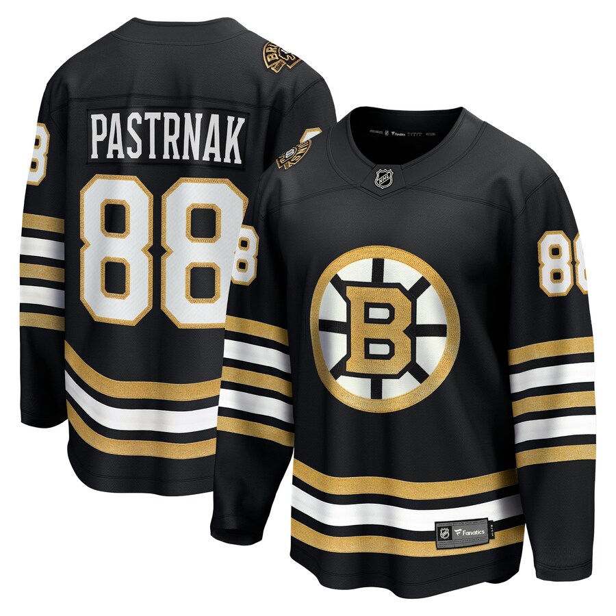 Men's Boston Bruins David Pastrnak Fanatics Branded Black 100th Anniversary Premier Breakaway Player Jersey - Puhuasuan